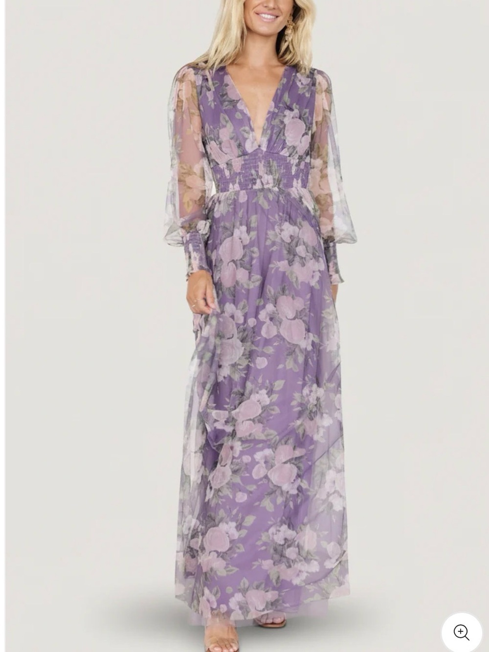 Baltic Born Lavender Floral V-Neck Maxi Dress size 2X - Picture 11 of 11
